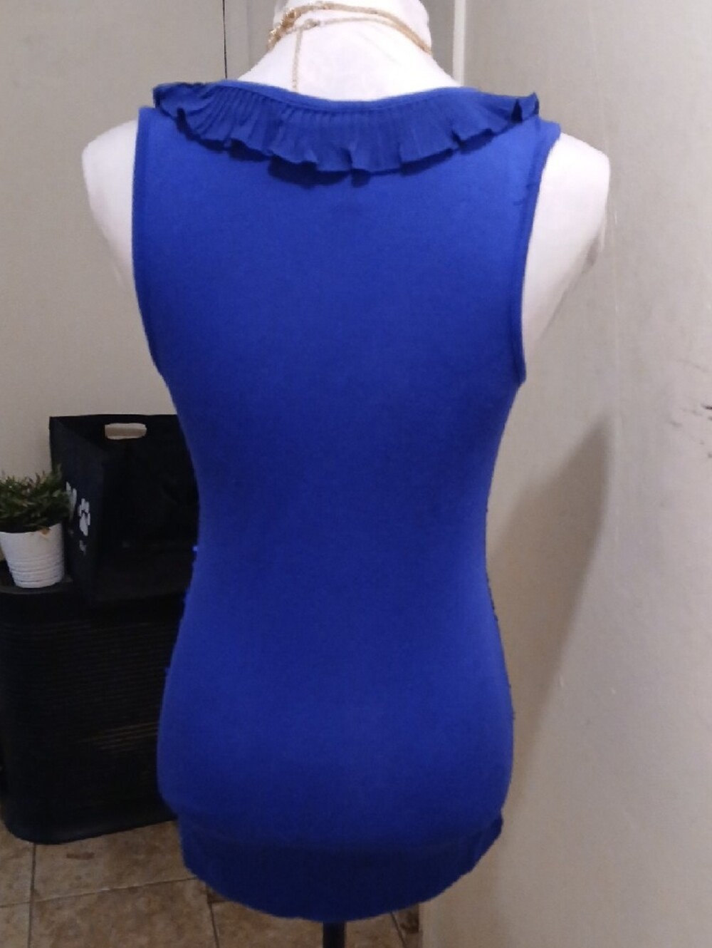 Active Basic Royal Blue Sequin Ruffled Tank Top - Picture 5 of 9